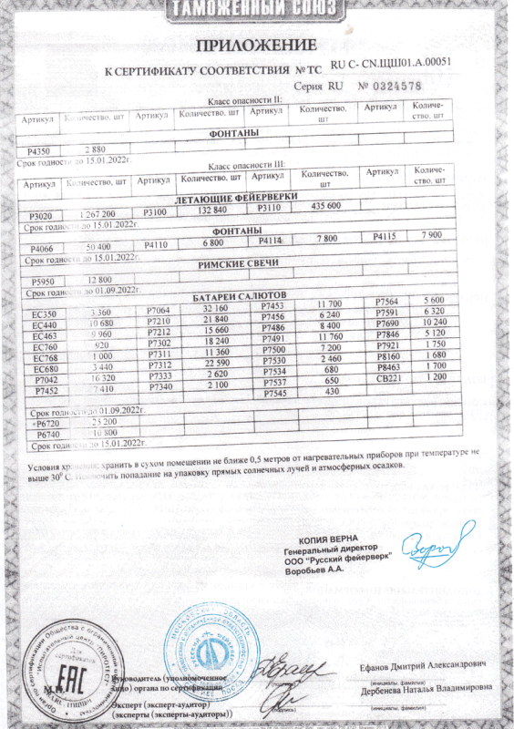 Сертификат соответствия № 0324578  - Алагир | alagir.salutsklad.ru 